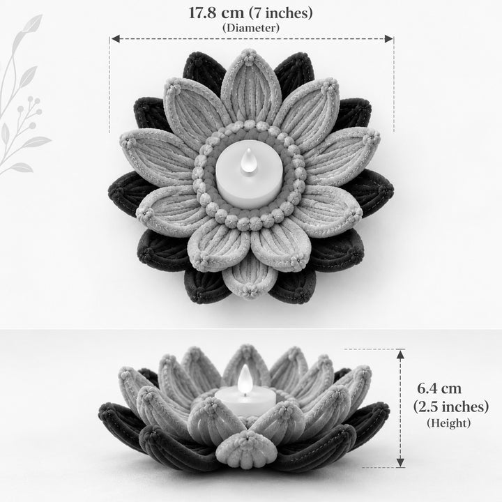 Set of 2 | Handcrafted Rani Pink Lotus Pipe Cleaner LED Tealight Holders