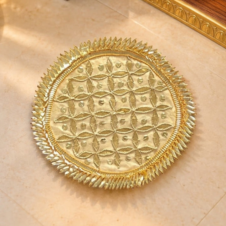5.1 Inch | Handmade Swarn Gota Patti Gold Jaal Rangoli for Festive Decor