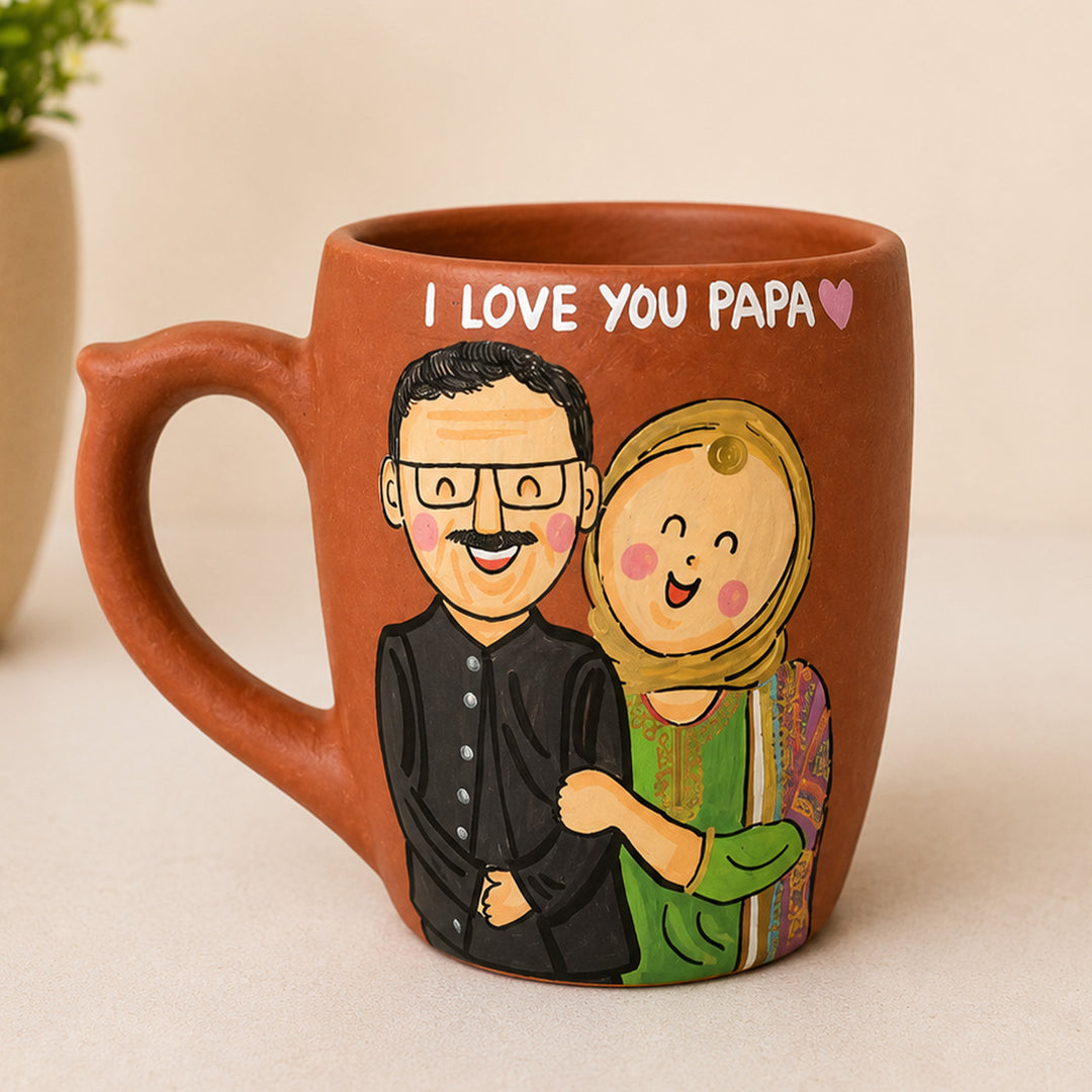Personalized Hand-Painted Terracotta Mug For Father And Daughter