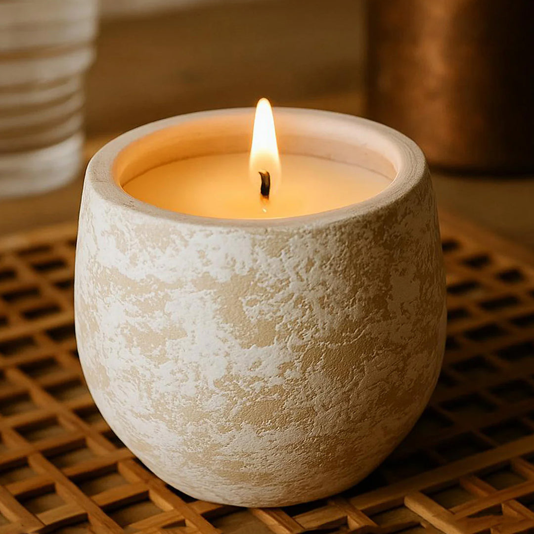 Vintage Finish Terracotta Candle Holder With Candle