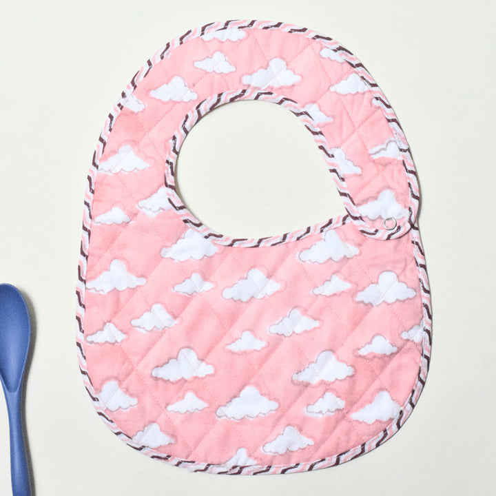 Block Printed Pink Puffy Bib
