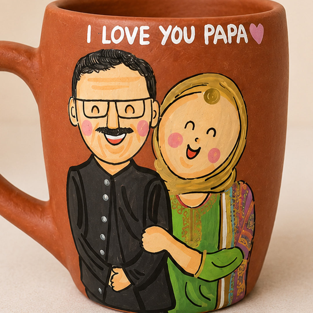 Personalized Hand-Painted Terracotta Mug For Father And Daughter