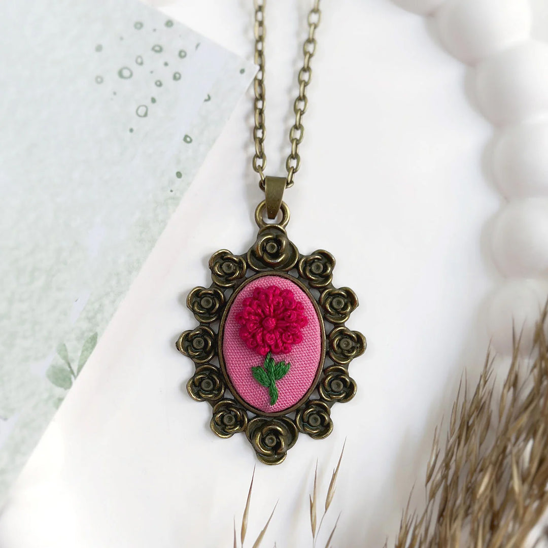 Hand Embroidered Vintage Floret Antique Finish Necklace