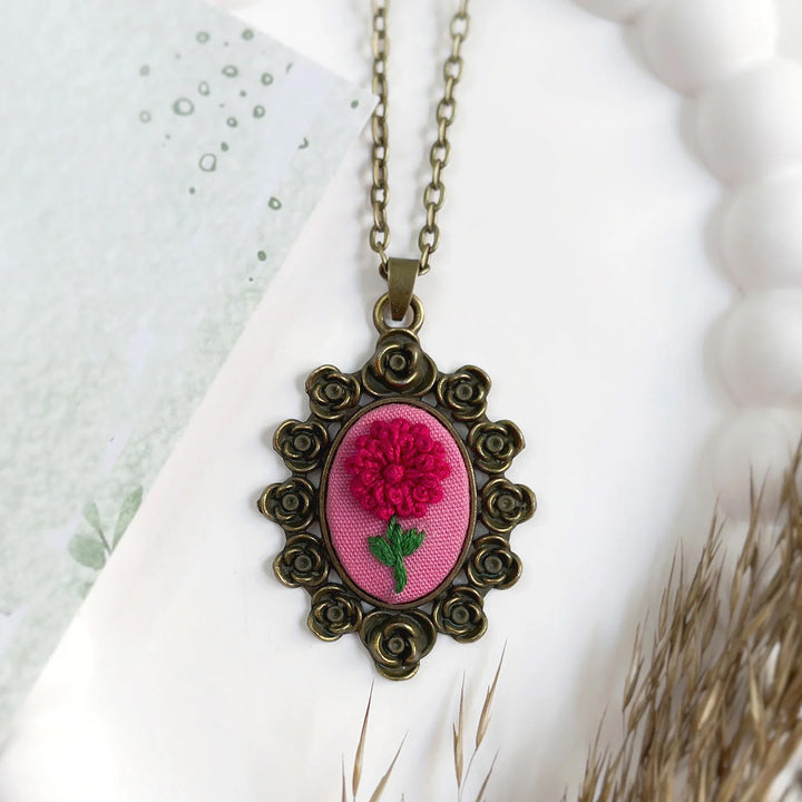 Hand Embroidered Vintage Floret Antique Finish Necklace