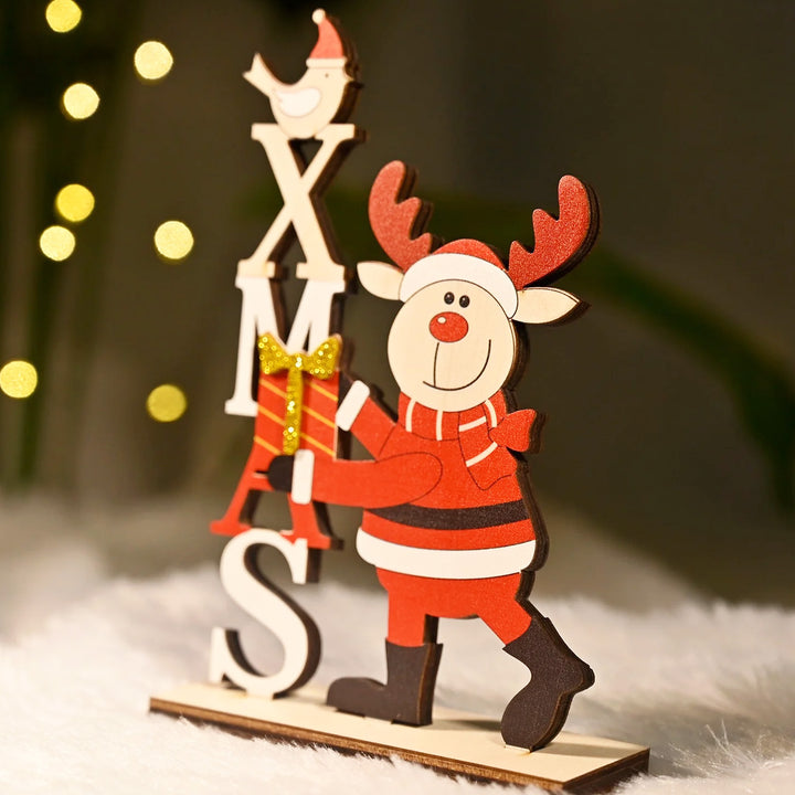 Laser Cut Santa Reindeer Wooden Table Decor