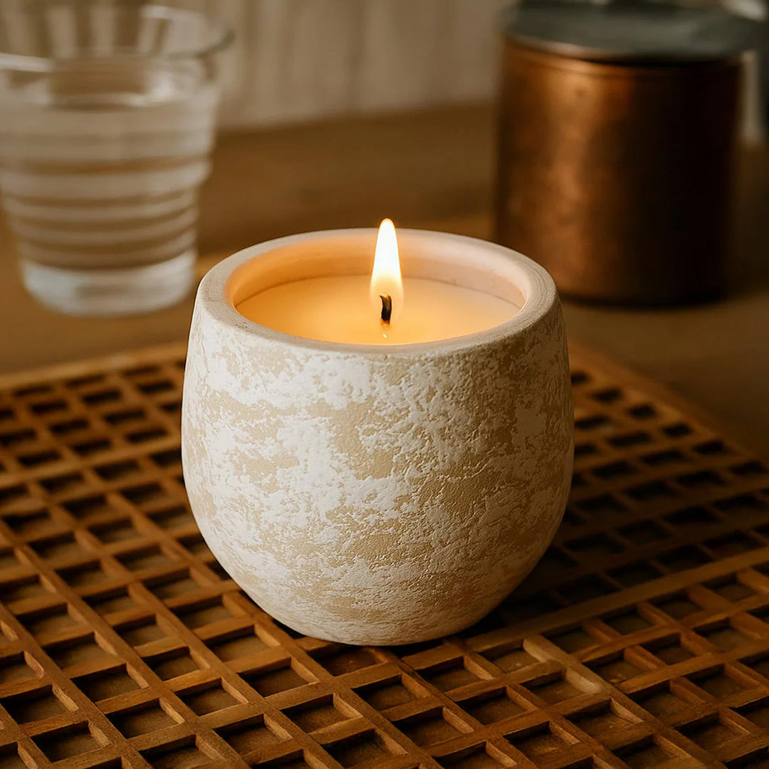 Vintage Finish Terracotta Candle Holder With Candle