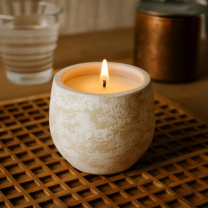 Vintage Finish Terracotta Candle Holder With Candle