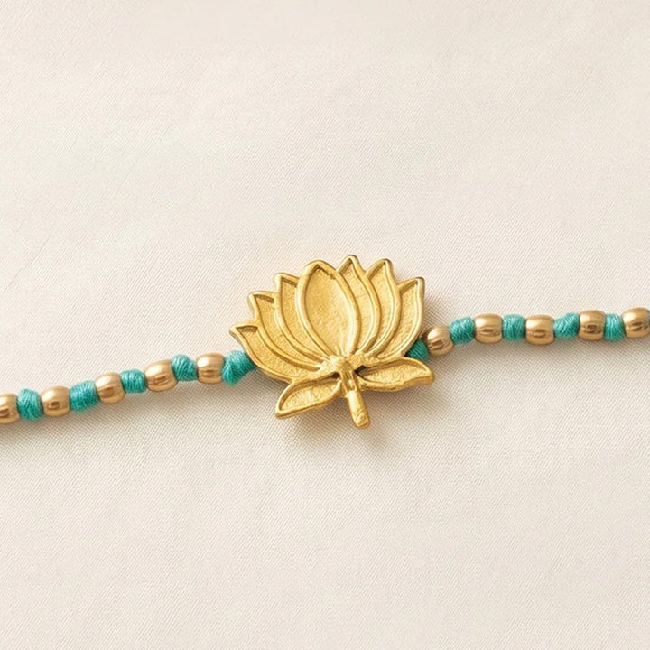 Handmade Kamal Lotus Motif Rakhi With Roli Chawal For Bhaiya