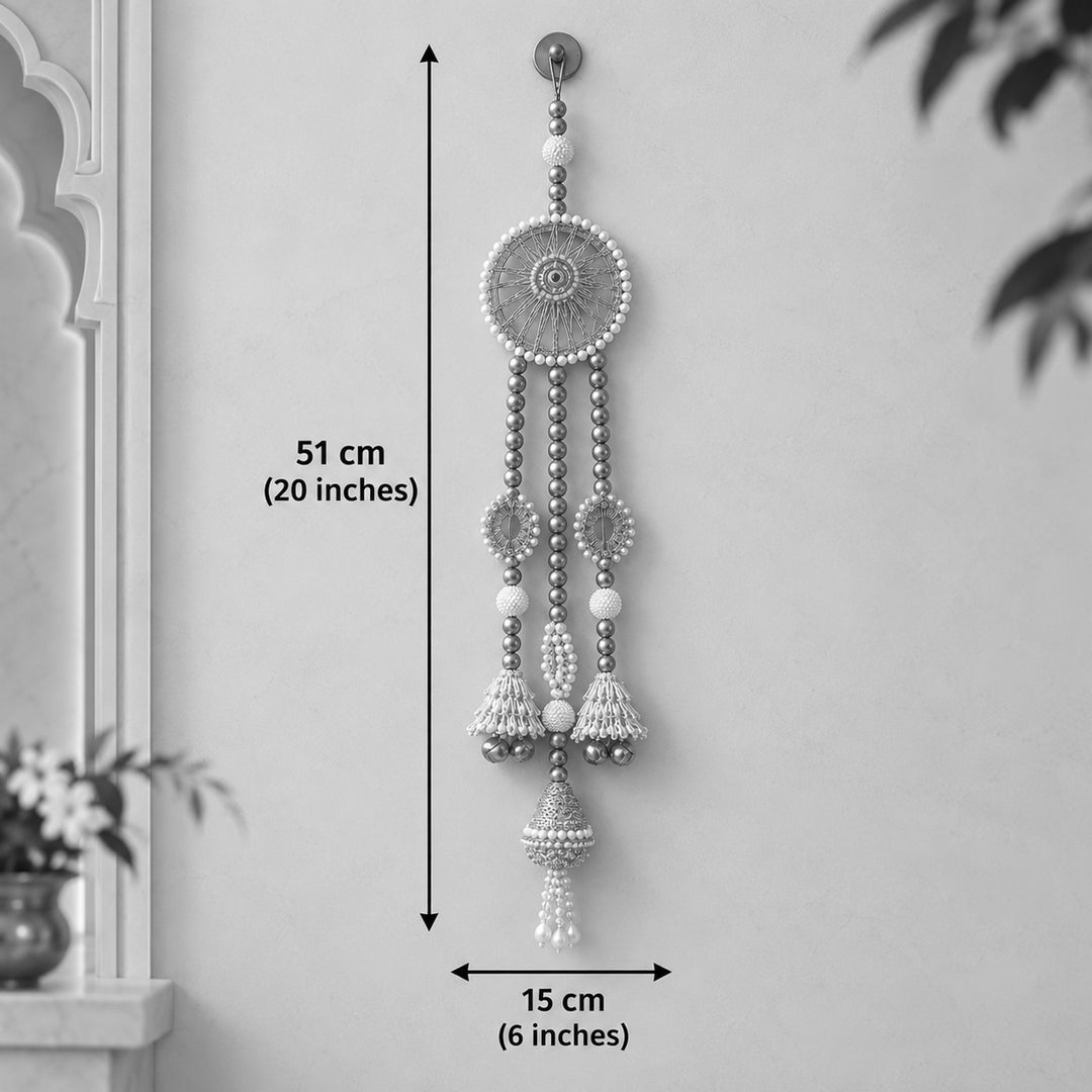 Handmade Royal Pearl Zari Hanging With Ghungroo Bells For Festive Decor