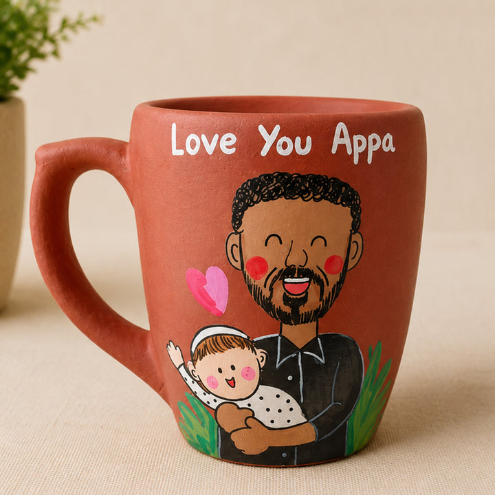 Handpainted Personalised 3D Terracotta Mug with Caricatures