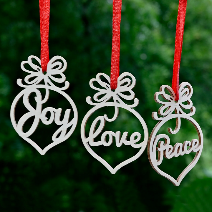 6 pc | Festive Wooden Christmas Ornaments For Tree Decoration