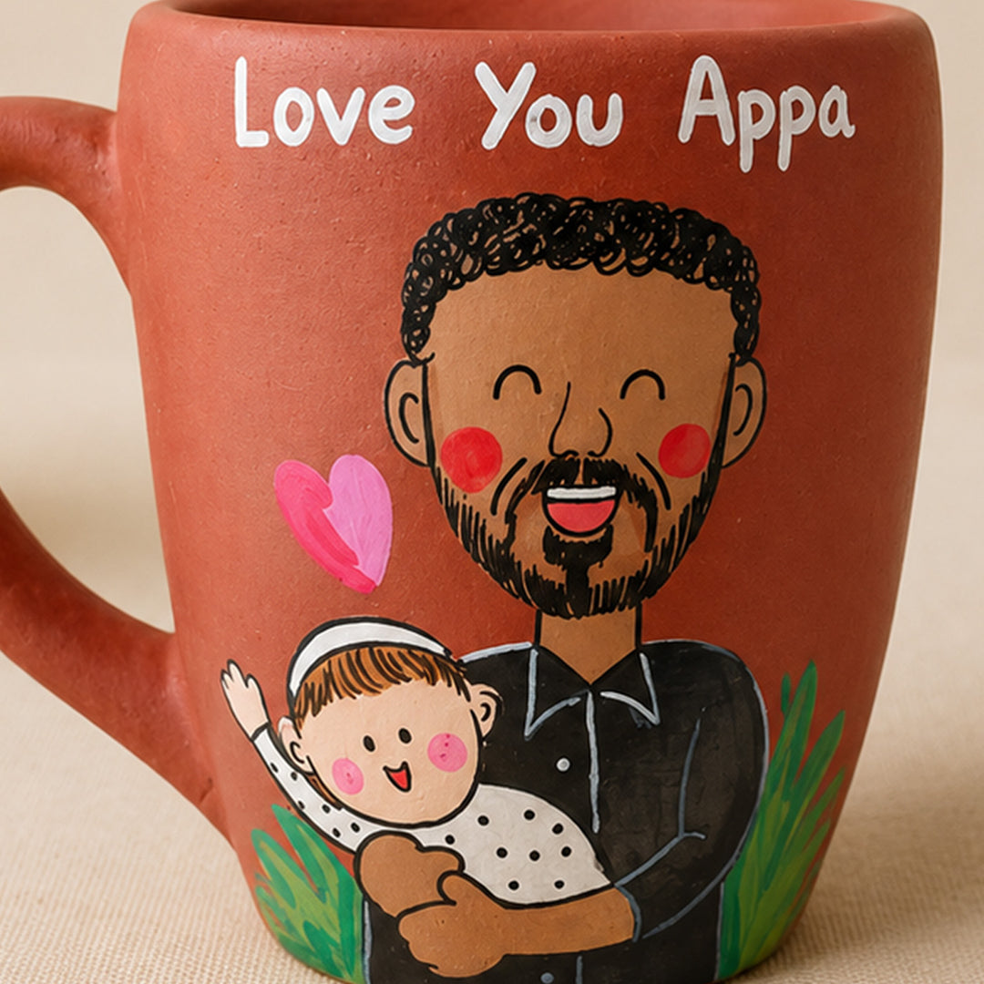 Handpainted Personalised 3D Terracotta Mug with Caricatures