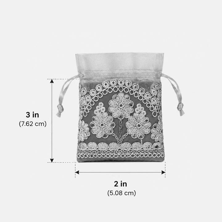 10 Pc | Gota Patti Organza Akshada Elaichi/Coin Pouch For Festive Gifting