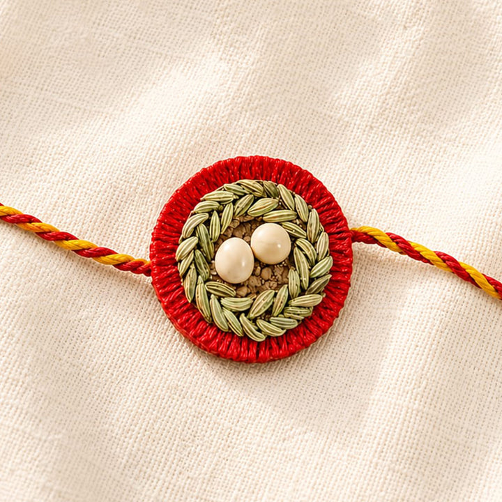 Plantable Basera Rakhi With Bird's Nest Motif in Fennel & Pea Seeds For Brother