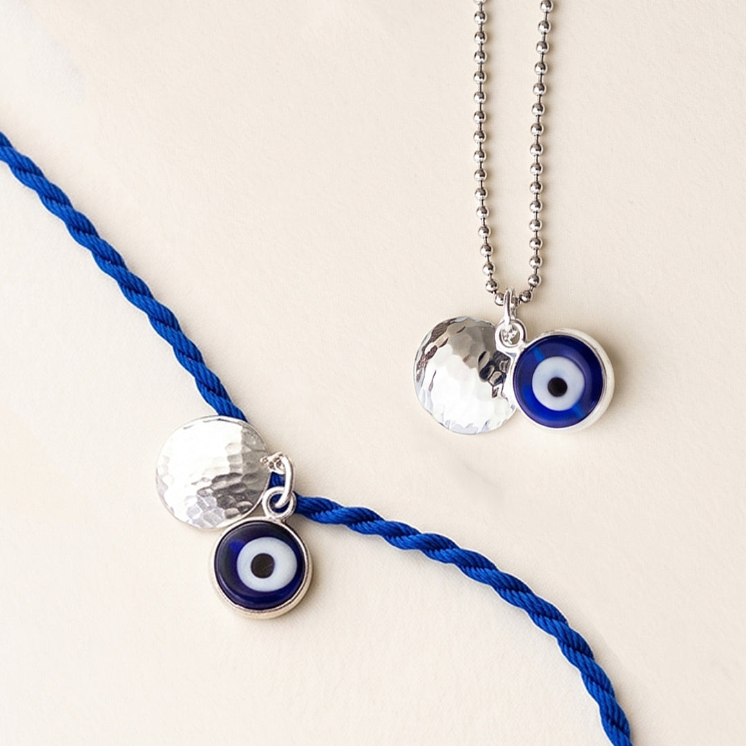 Evil Eye Sterling Silver Rakhi & Lumba Set With Roli Chawal For Bhaiya Bhabhi | Set of 2