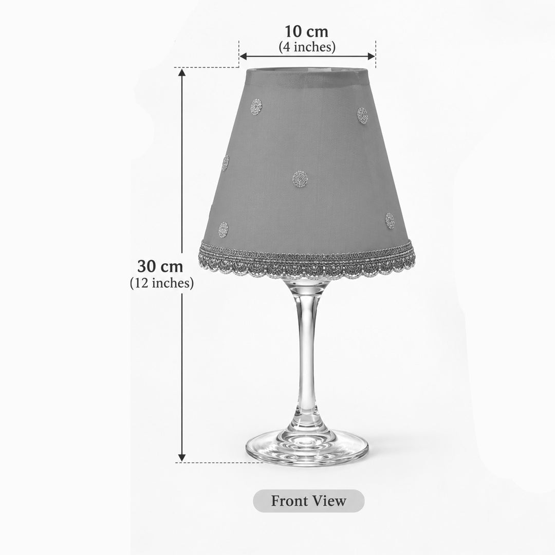 3 pc | Handmade Decorative Red, Pink & Yellow Silk Foldable Tapered Wine Glass Lampshade For Festive Decor