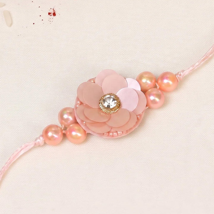 Handmade Sitara Boota Floral Theme Rakhi With Roli Chawal For Bhaiya