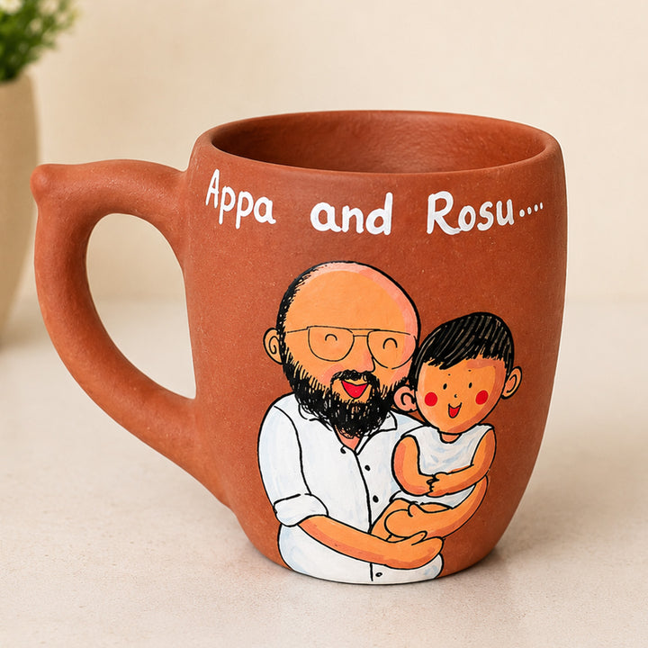 Hand-Painted Terracotta Mug For Father and Baby