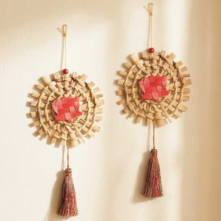 Set of 2 | "Mandala" Lotus Handcrafted Banana Leaf Wall Hanging For Festive Decor