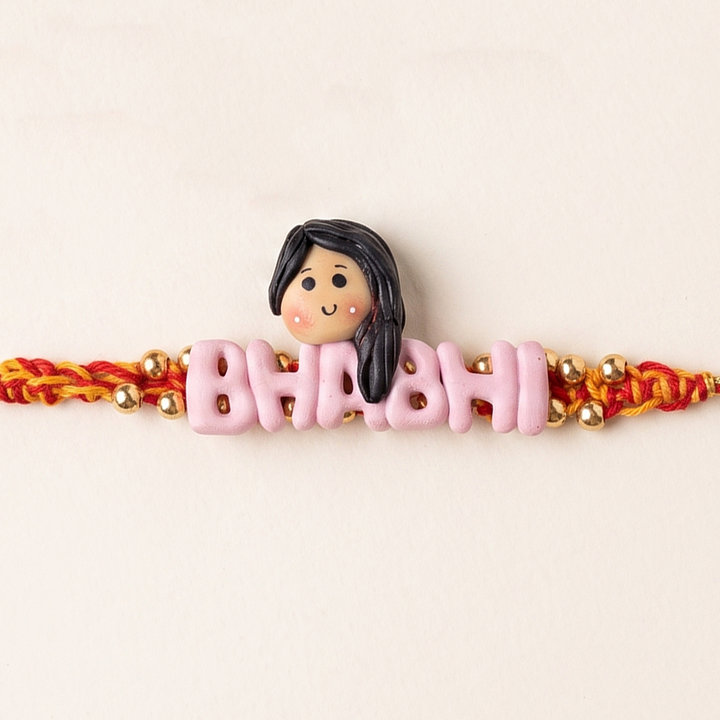 Handmade Bhabhi Charm Polymer Clay Rakhi With Roli Chawal For Bhabhi