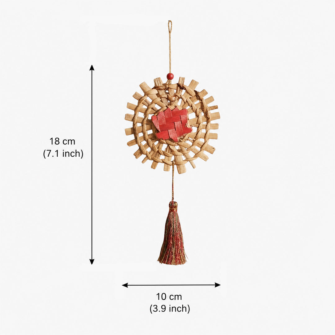 Set of 2 | "Mandala" Lotus Handcrafted Banana Leaf Wall Hanging For Festive Decor