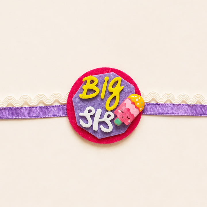 Handmade "Big Sis" Popsicle Theme Felt Kids Rakhi With Roli Chawal For Sister
