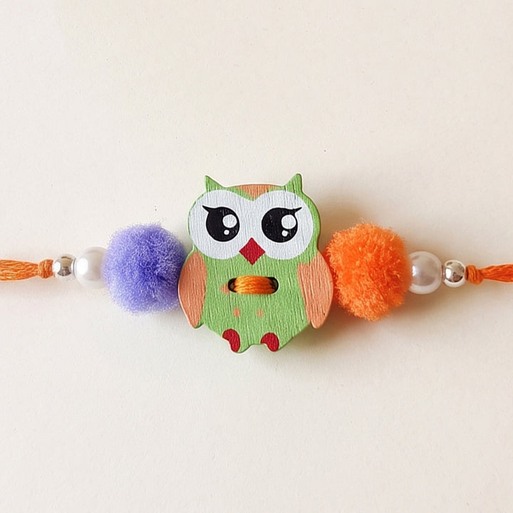 Wise Owl Handcrafted Wooden Kids Rakhi With Roli Chawal For Brother