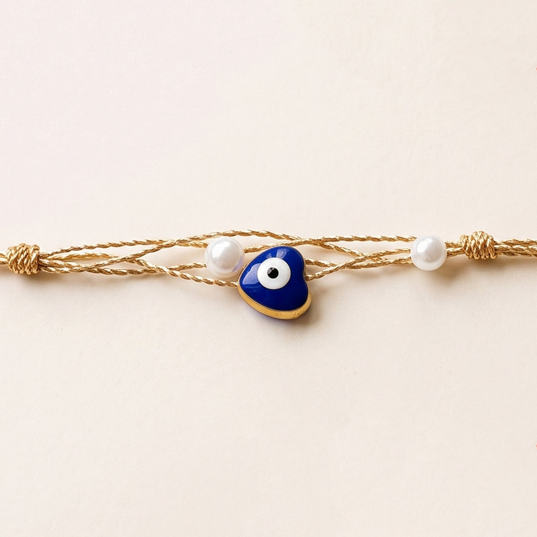 Handmade Evil Eye Charm Rakhi With Roli Chawal For Brother