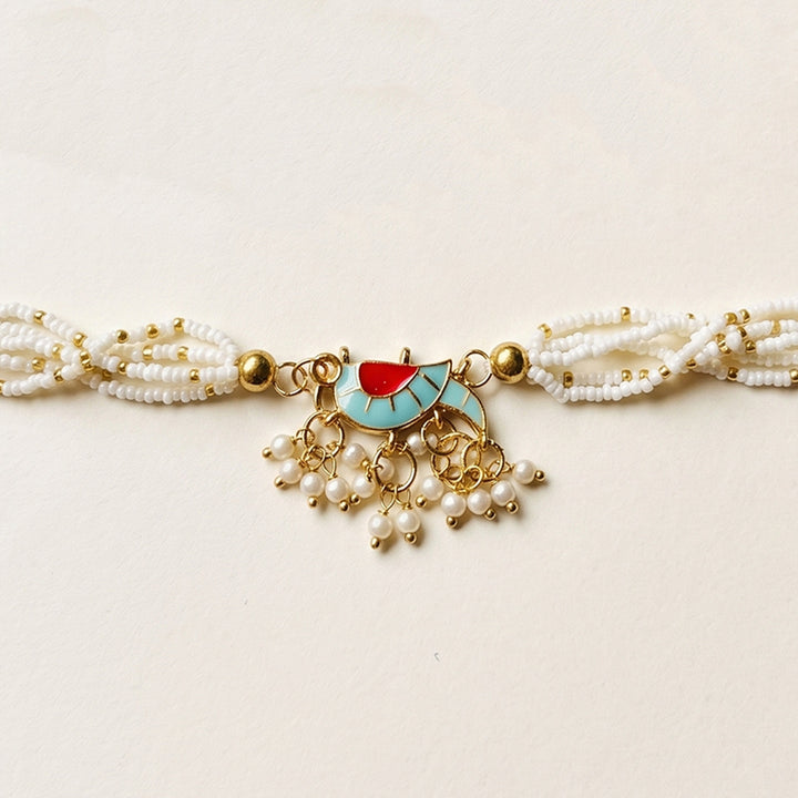 Handmade Bird Charm Pearl Bracelet Rakhi With Roli Chawal For Sister