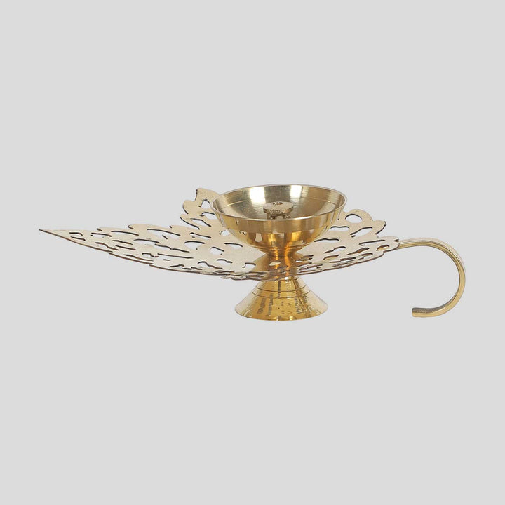 Handmade Leaf Shaped Brass Oil Lamp / Diya
