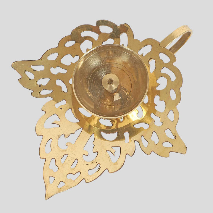Handmade Leaf Shaped Brass Oil Lamp / Diya