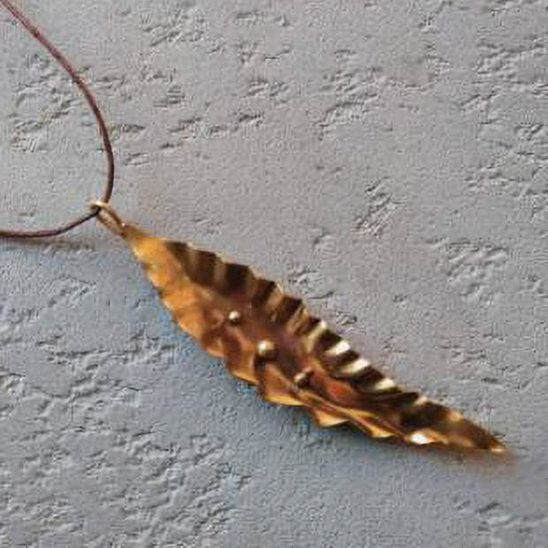 Handmade Leaf With Sphere Balls Brass Necklace