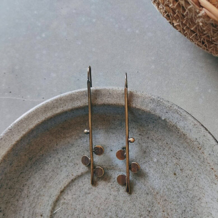 Handmade Leaf Design Brass Earrings