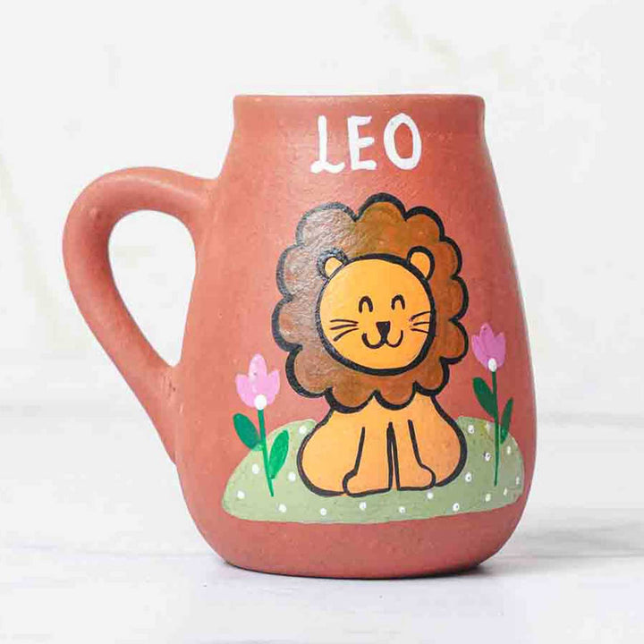 Personalized Hand-painted Leo Zodiac Sign Terracotta Mug