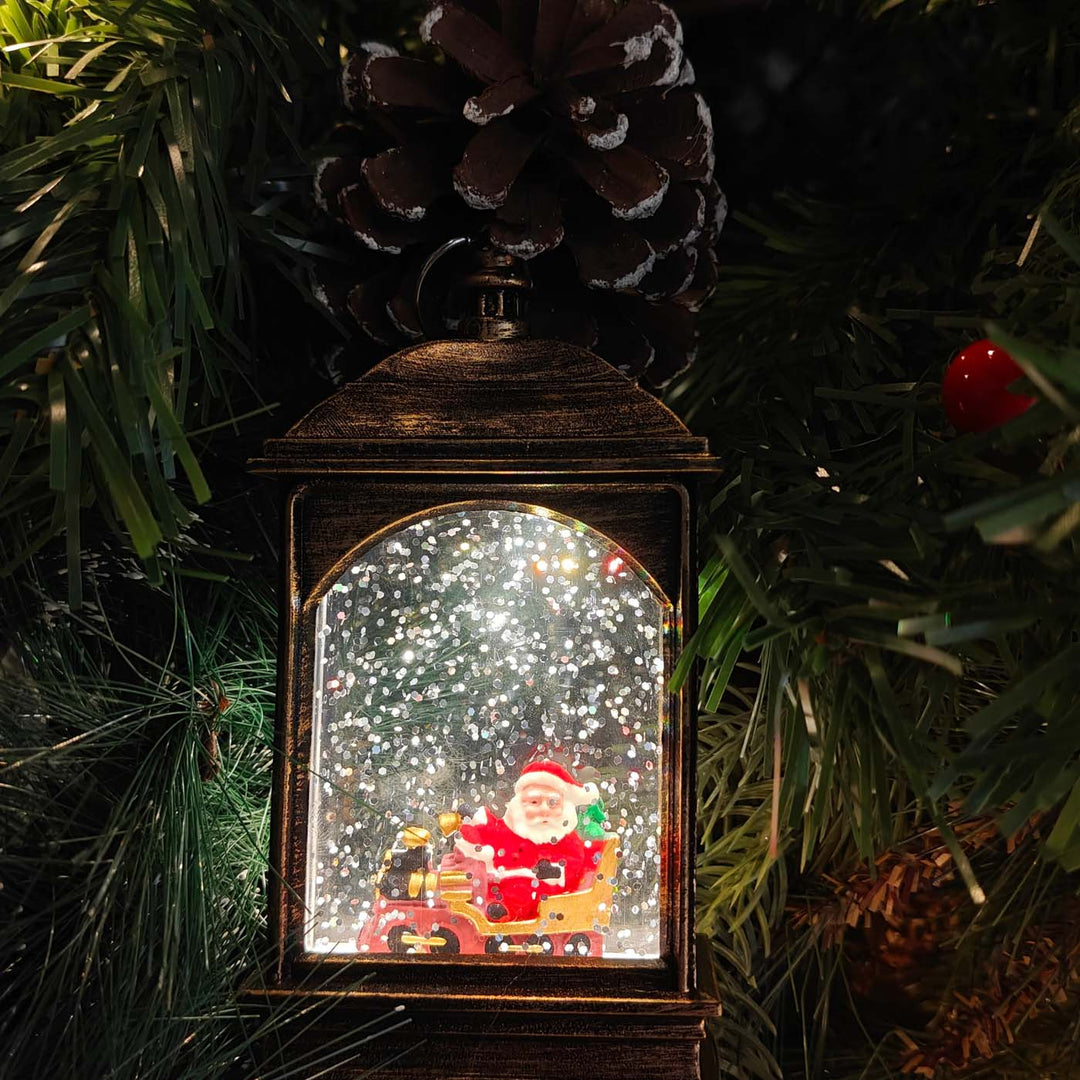Handmade Light-Up Santa Roadtrip Lantern Ornament