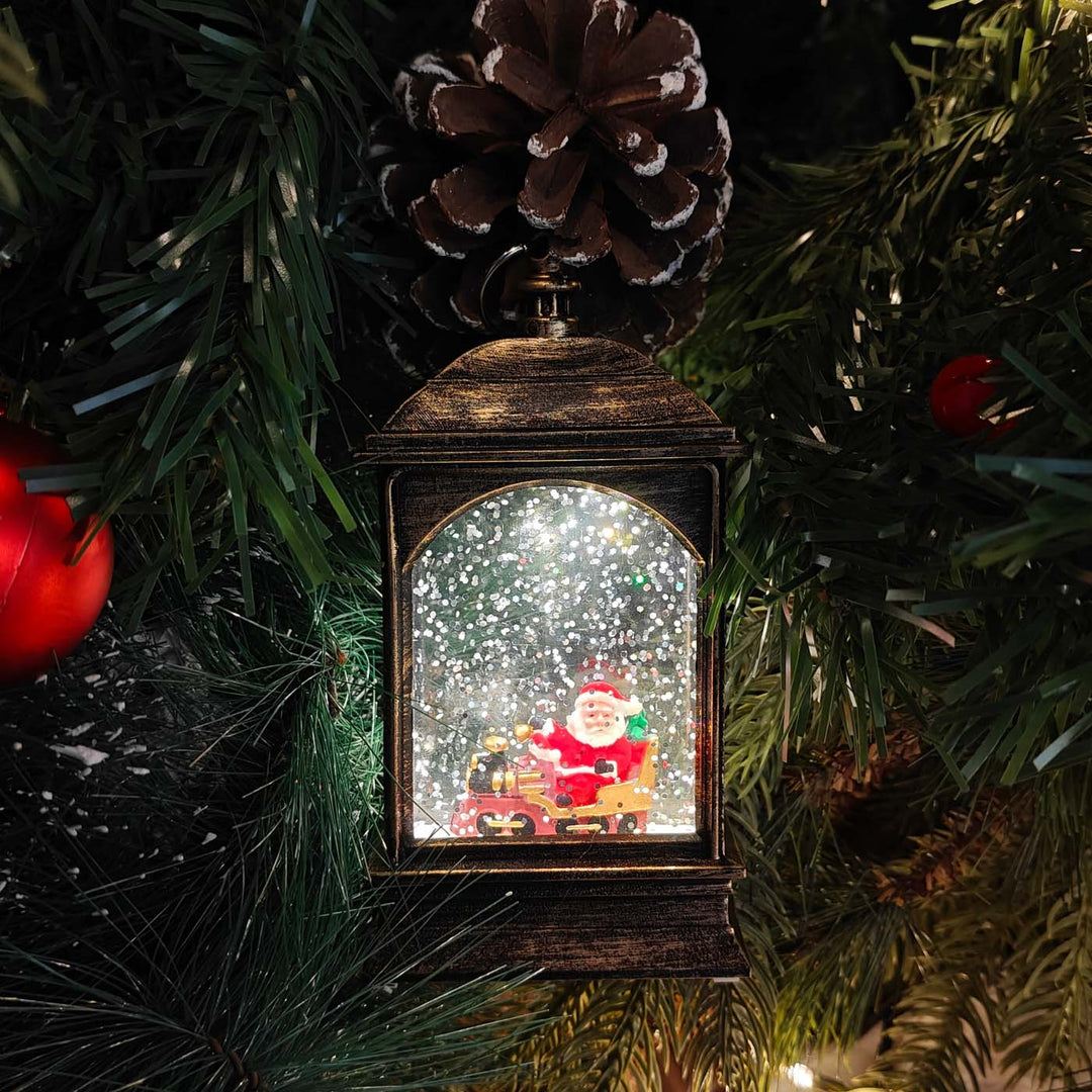 Handmade Light-Up Santa Roadtrip Lantern Ornament