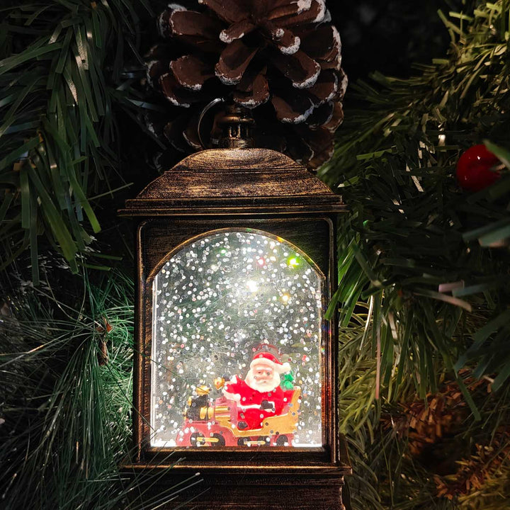 Handmade Light-Up Santa Roadtrip Lantern Ornament