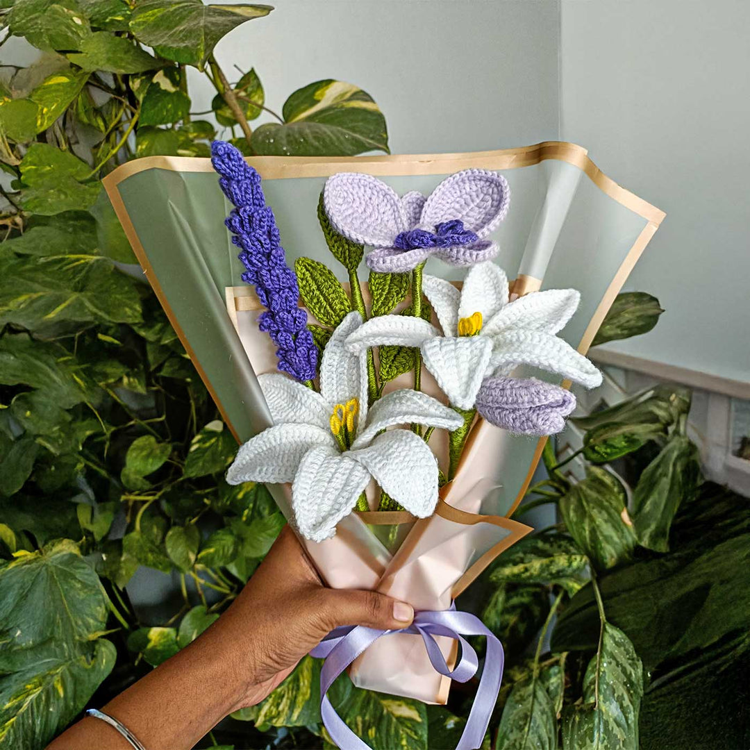 lily orchid flower Buy Handmade Crochet Lily & Orchid Flower Bouquet With Heart Keyring Online On Zwende