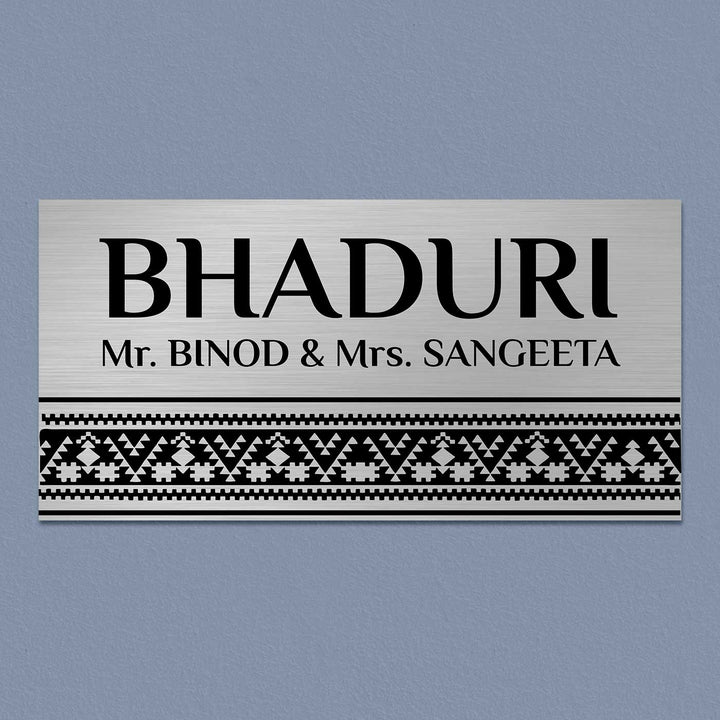 Personalized Minimal Line Art Stainless Steel Name Plate