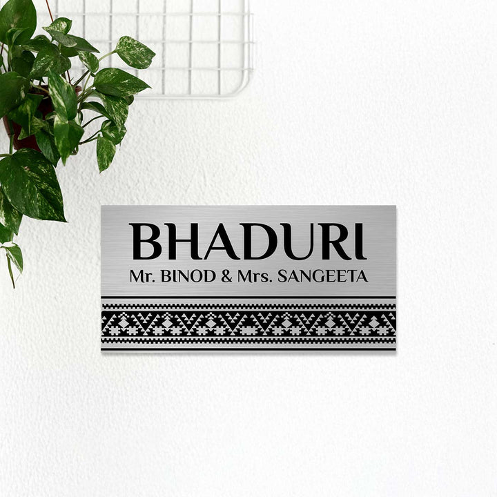 Personalized Minimal Line Art Stainless Steel Name Plate