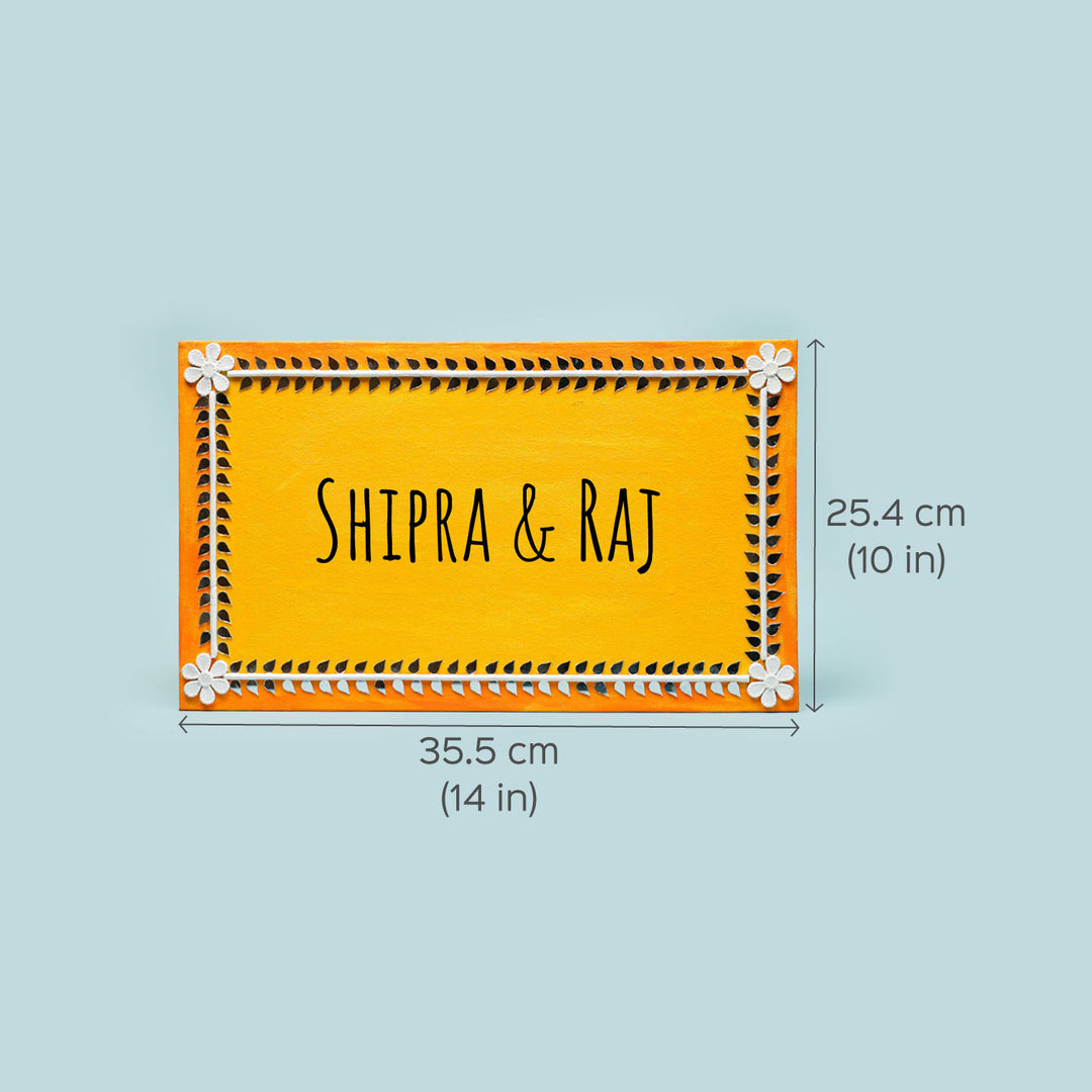 Personalized Lippan Art Name Plate - Yellow