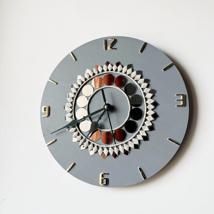 Handcrafted Grey Lippan Art Clock