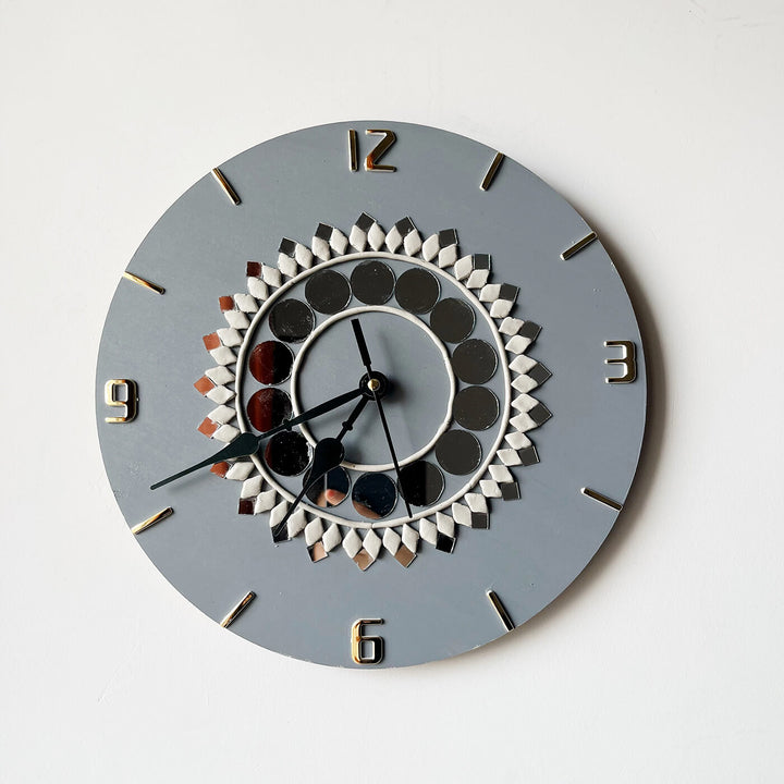 Handcrafted Grey Lippan Art Clock