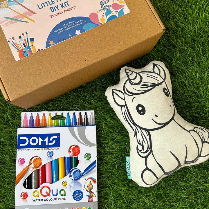 Color Your Own Unicorn Theme Cushion DIY Kit With Fabric Markers For Kids