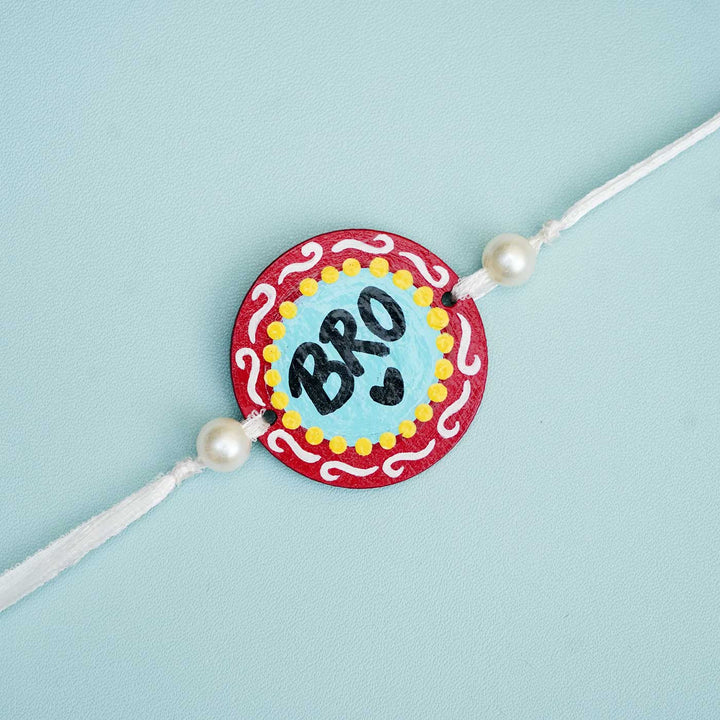Hand-painted Bro Themed Rakhi With Roli Chawal
