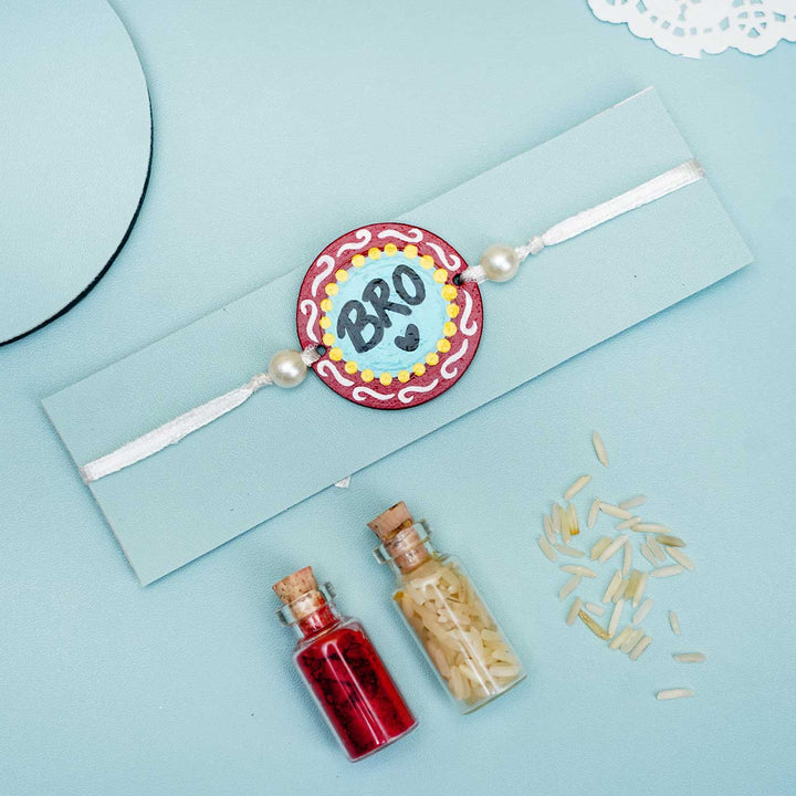 Hand-painted Bro Themed Rakhi With Roli Chawal