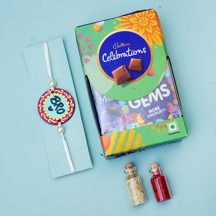 Hand-painted Bro Themed Rakhi With Roli Chawal