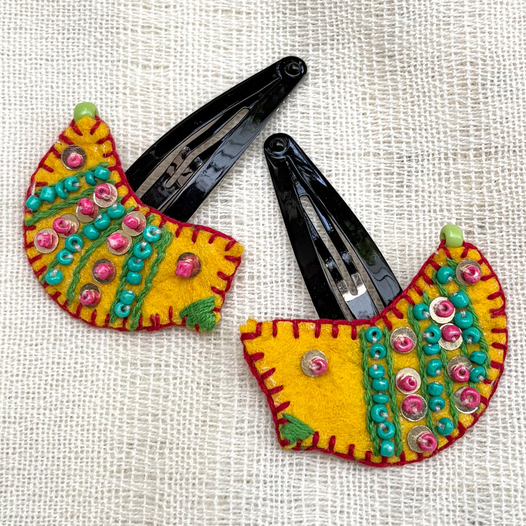 Handmade Yellow Little Birdie Hair Clips | Set of 2