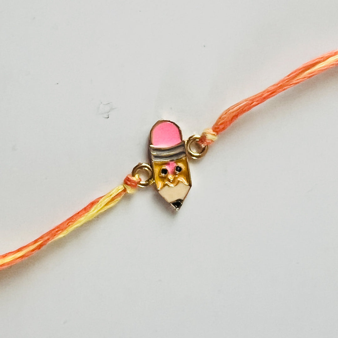 Engraved Little Champion Enamel Metal Charm Rakhi With Roli Chawal for Brother