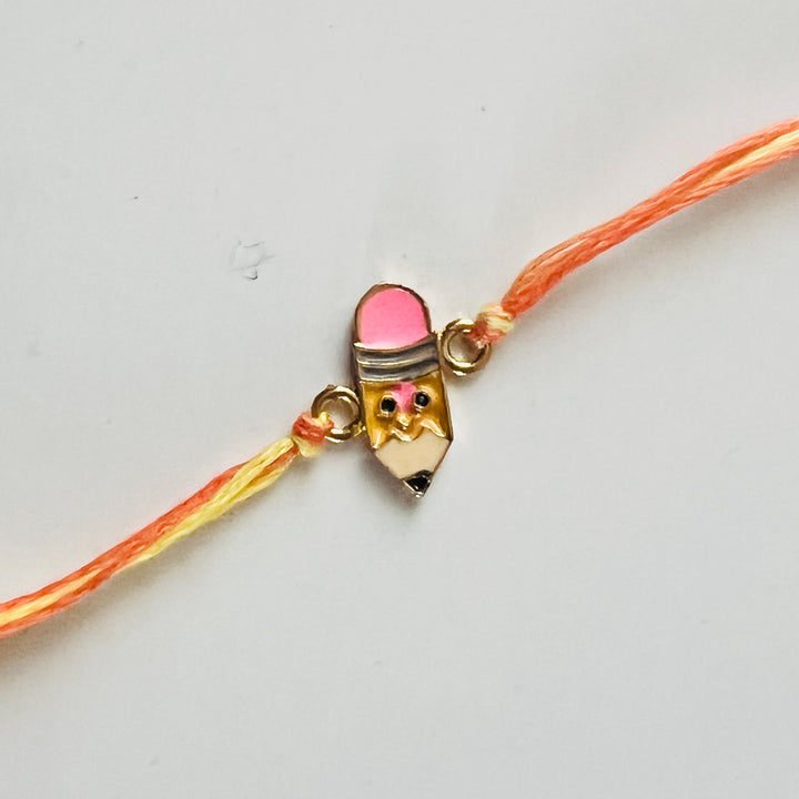 Engraved Little Champion Enamel Metal Charm Rakhi With Roli Chawal for Brother